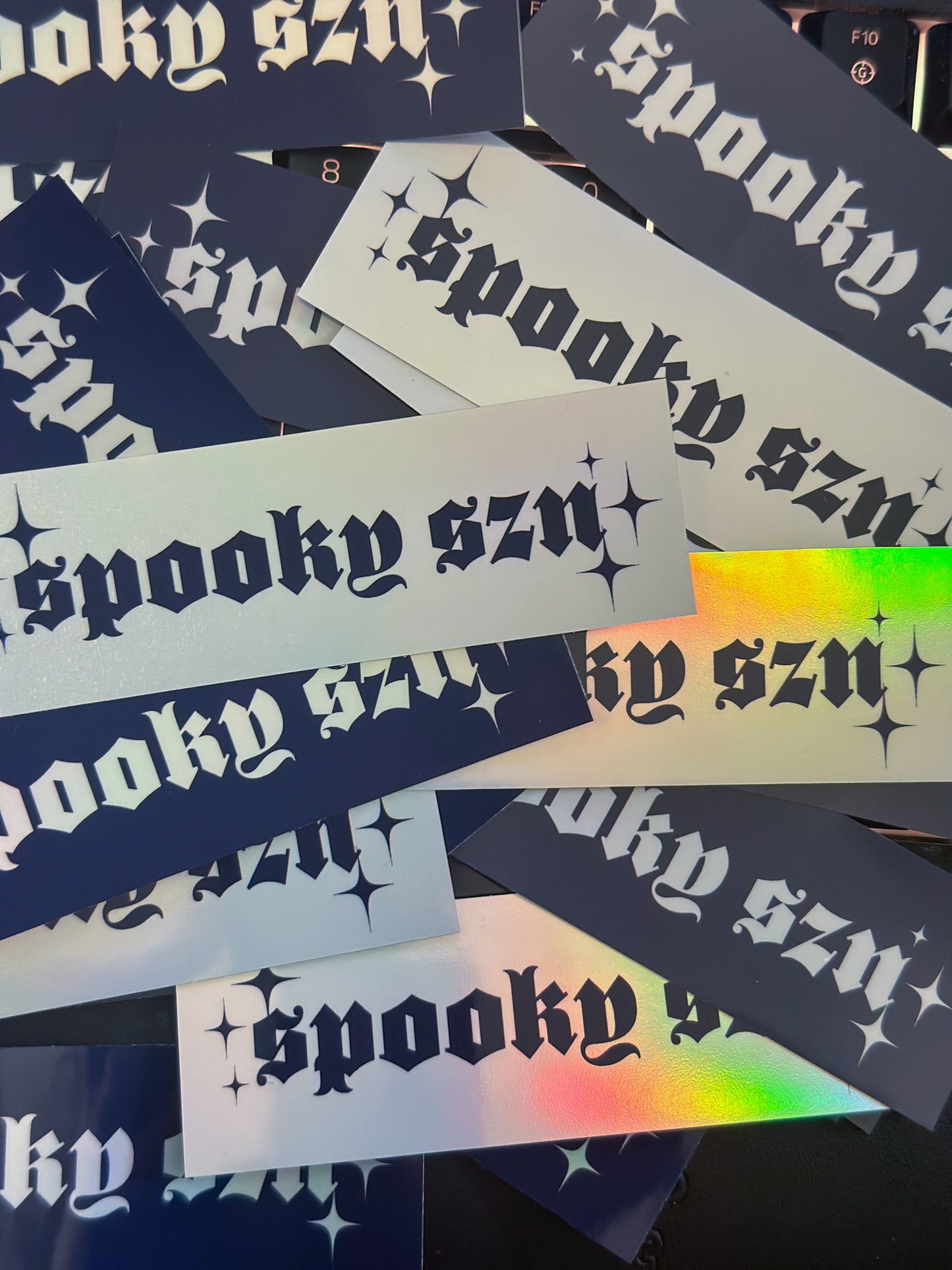 Holographic 'Spooky SZN' Sticker 2-Pack: Y2k Halloween Vinyl Decals