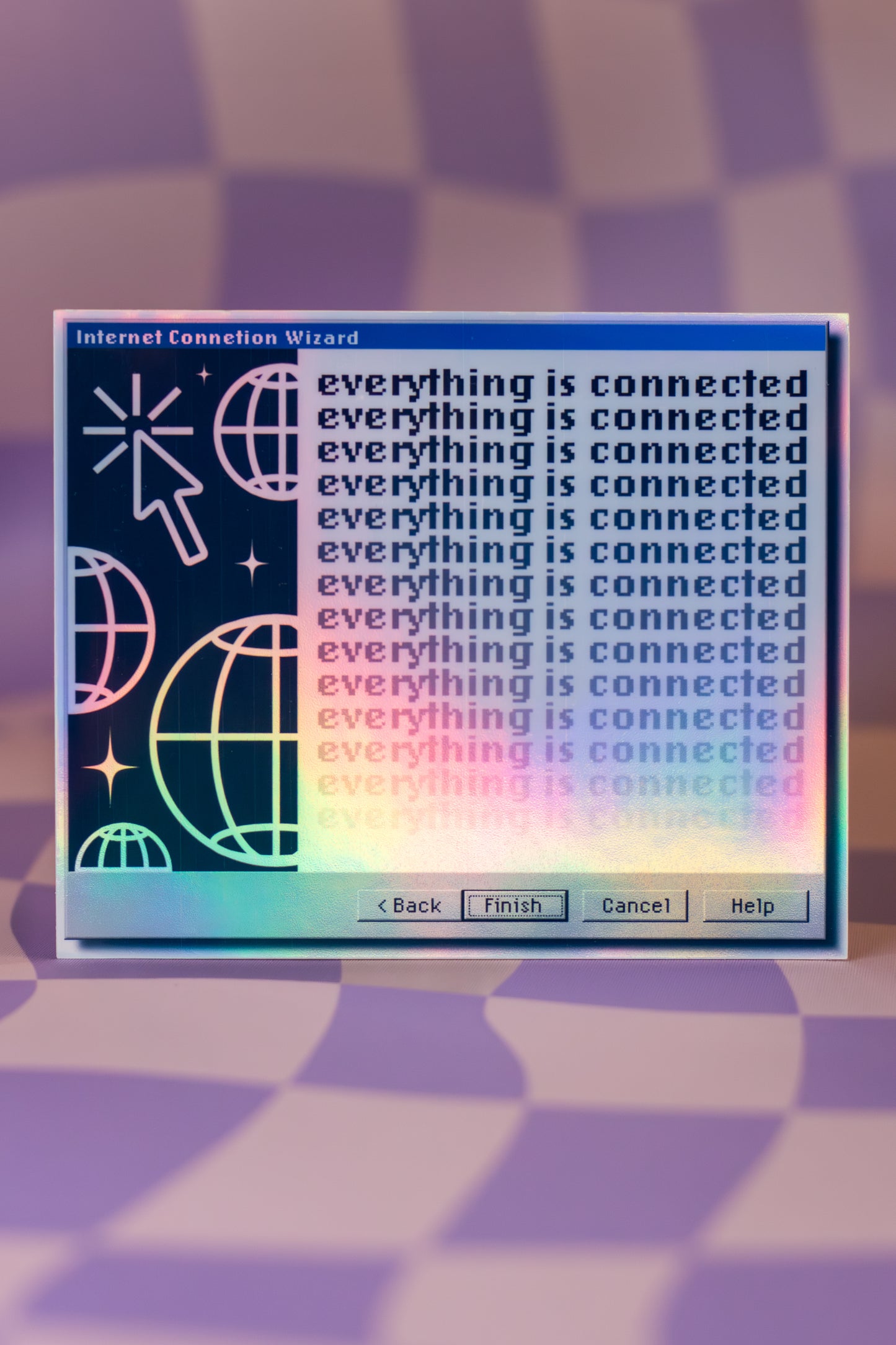 Everything is Connected | 90s Retro Computer Error Sticker | Y2K Holographic Vinyl Sticker