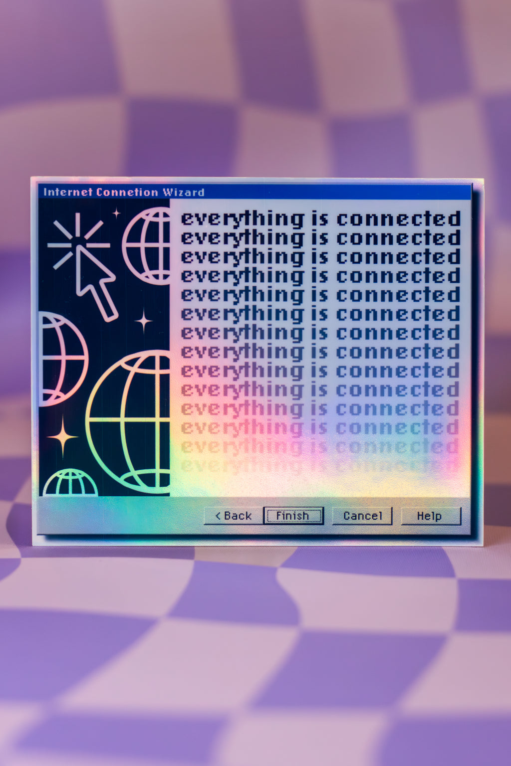 Everything is Connected | 90s Retro Computer Error Sticker | Y2K Holographic Vinyl Sticker