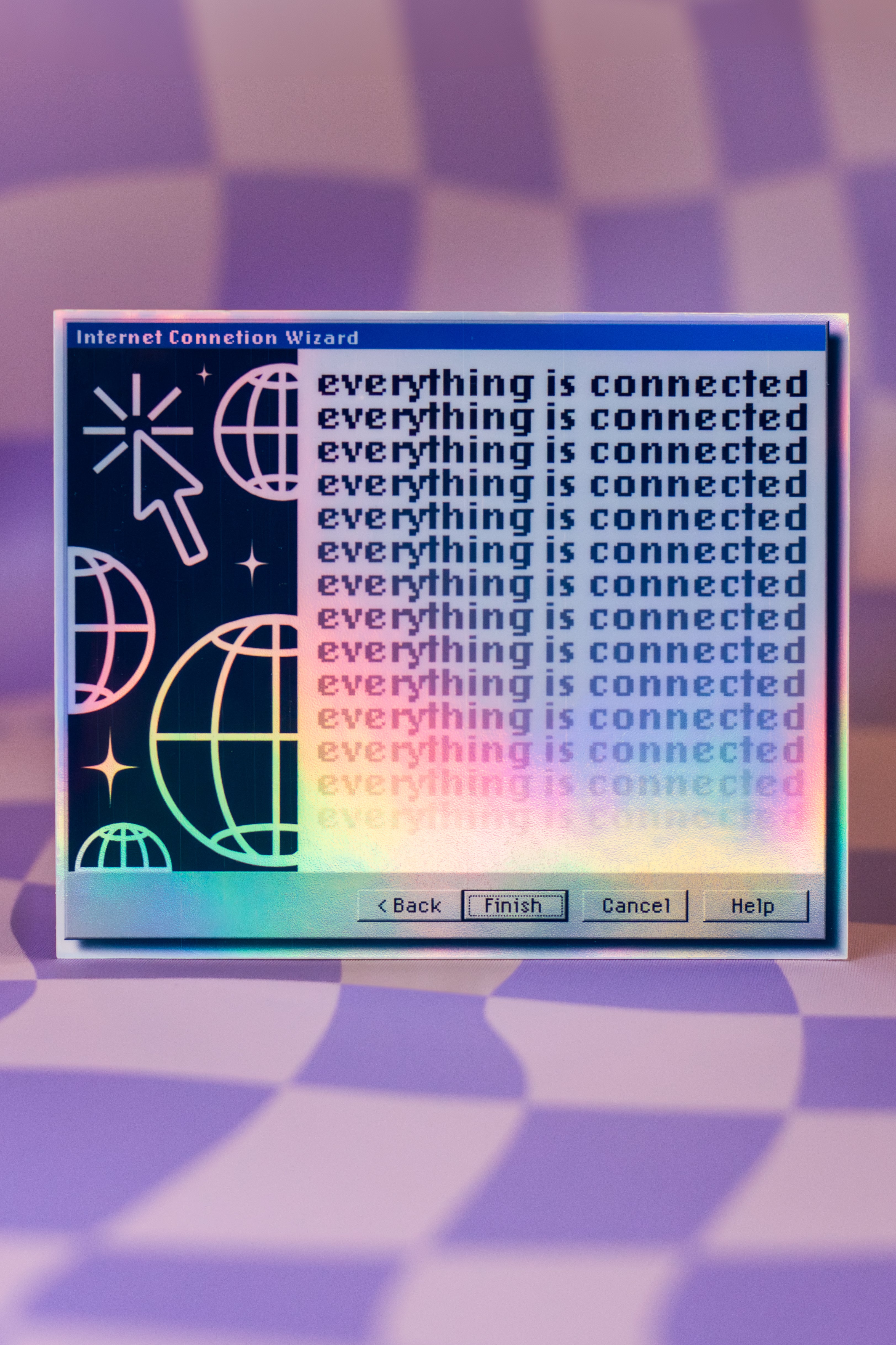 Everything is Connected | 90s Retro Computer Error Sticker | Y2K Holographic Vinyl Sticker