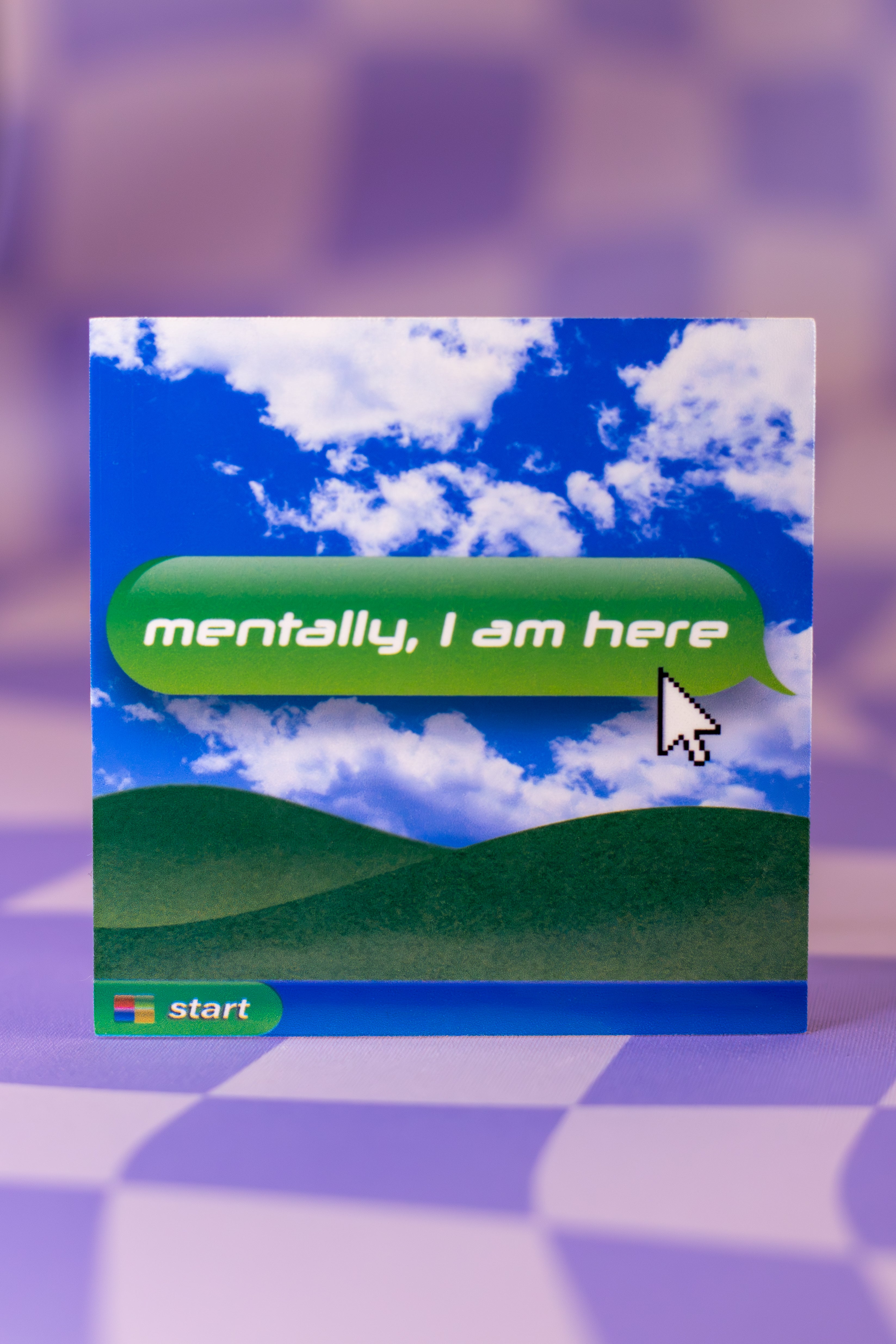 Mentally, I Am Here | Retro Computer Style Vinyl 3x3 Sticker | Y2K Aesthetic Laptop Decal | Frutiger Aero