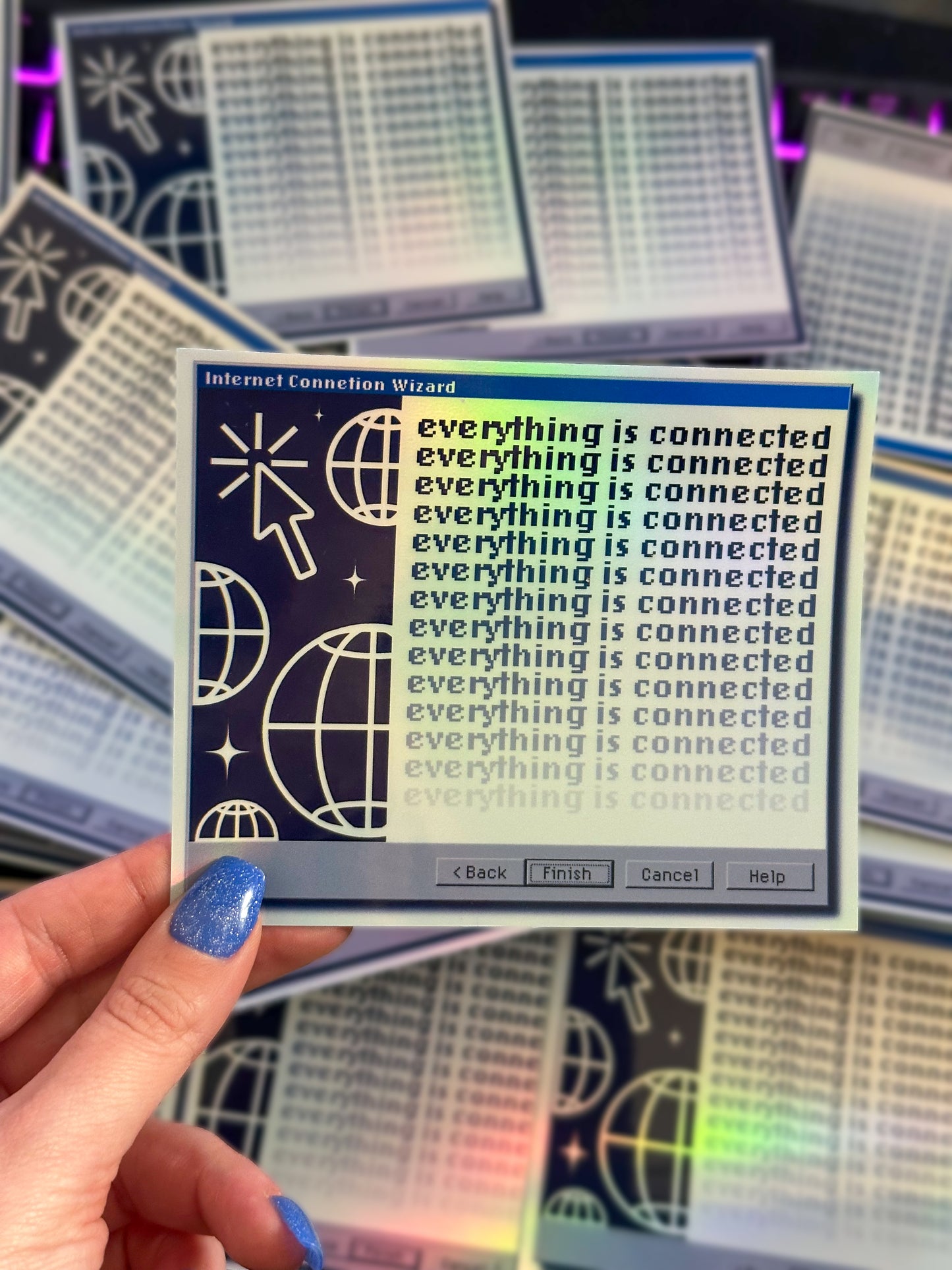 Everything is Connected | 90s Retro Computer Error Sticker | Y2K Holographic Vinyl Sticker