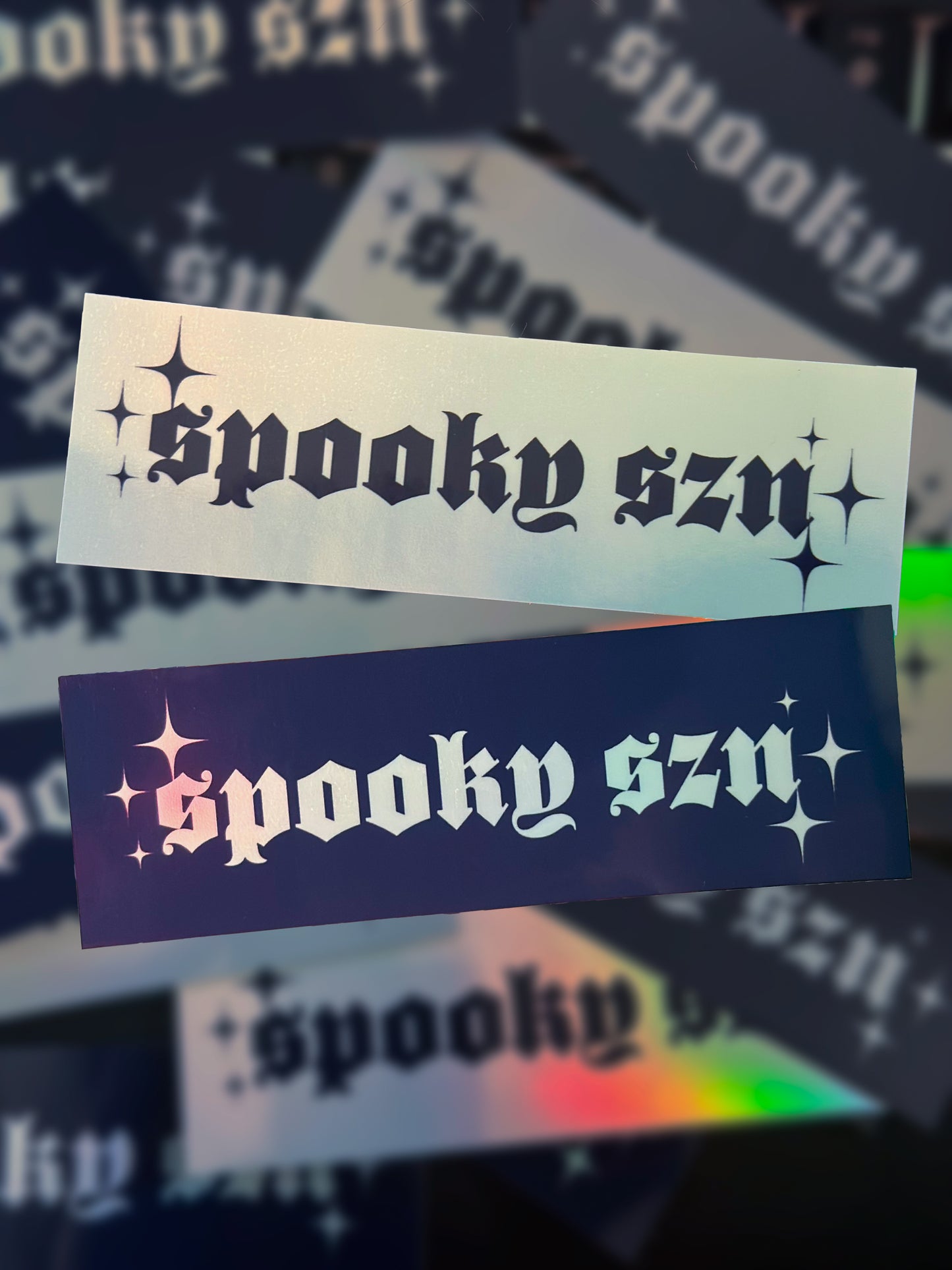 Holographic 'Spooky SZN' Sticker 2-Pack: Y2k Halloween Vinyl Decals